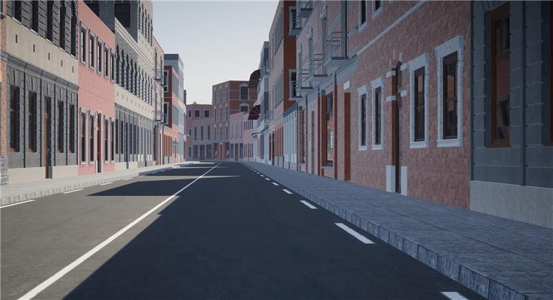 プロシージャル生成-オランダ風レンガ造りの都市景観